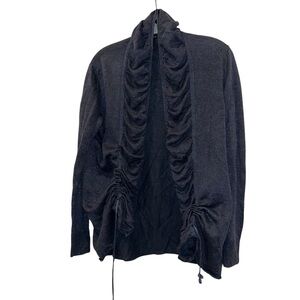 Lafayette 148 New York navy blue cinch ruching Cardigan Sweater S